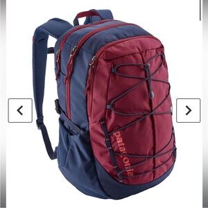 Patagonia navy blue and burgundy backpack